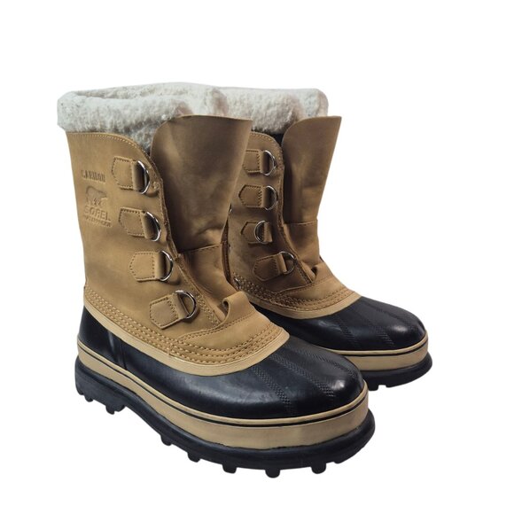 Sorel Mens Caribou Boots Size 8 Leather Insulated Waterproof Snow Winter Outdoor - Picture 1 of 9
